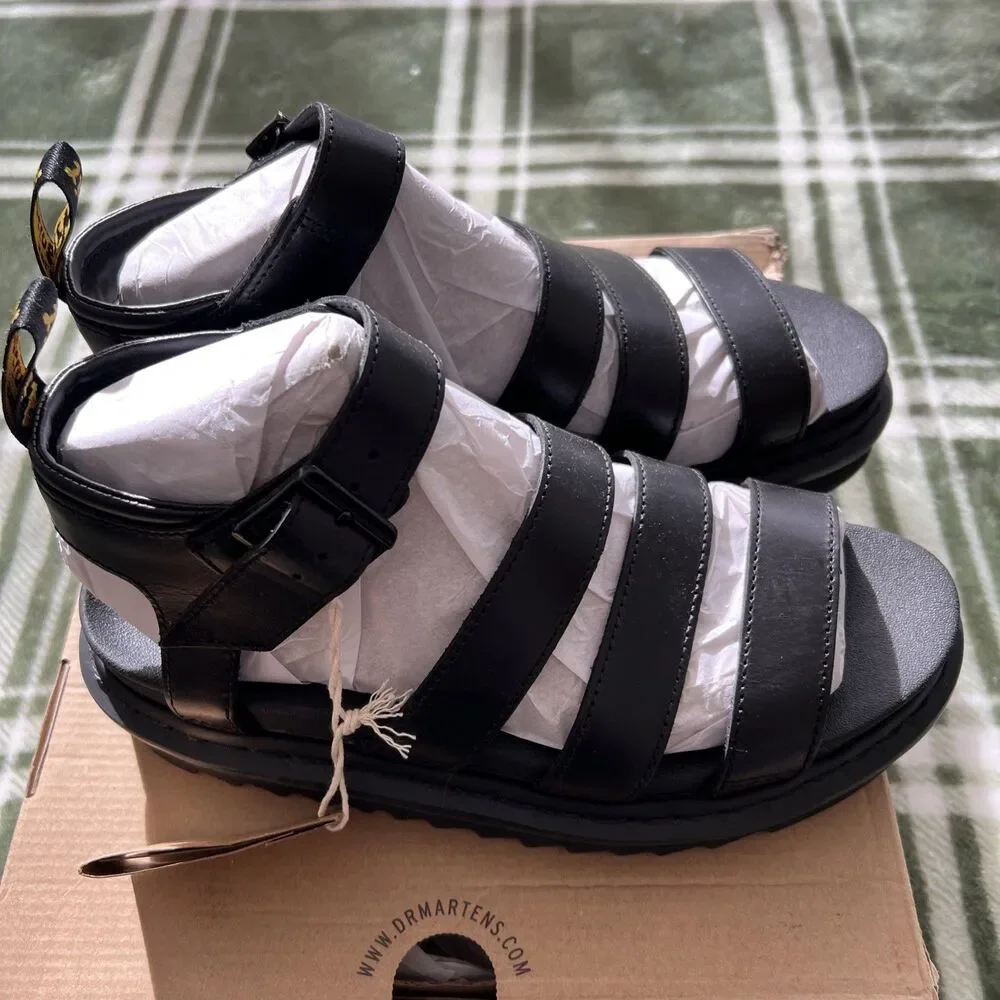 DR. MARTENS WOMEN'S BLAIRE SANDAL SIZE 8 BLACK BRANDO LEATHER 24191001 - Picture 7 of 10